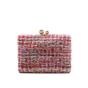 Gorgeous Pink and Rose Wool Tweed With Pearl Snap Closure Clutch/Shoulder Bag